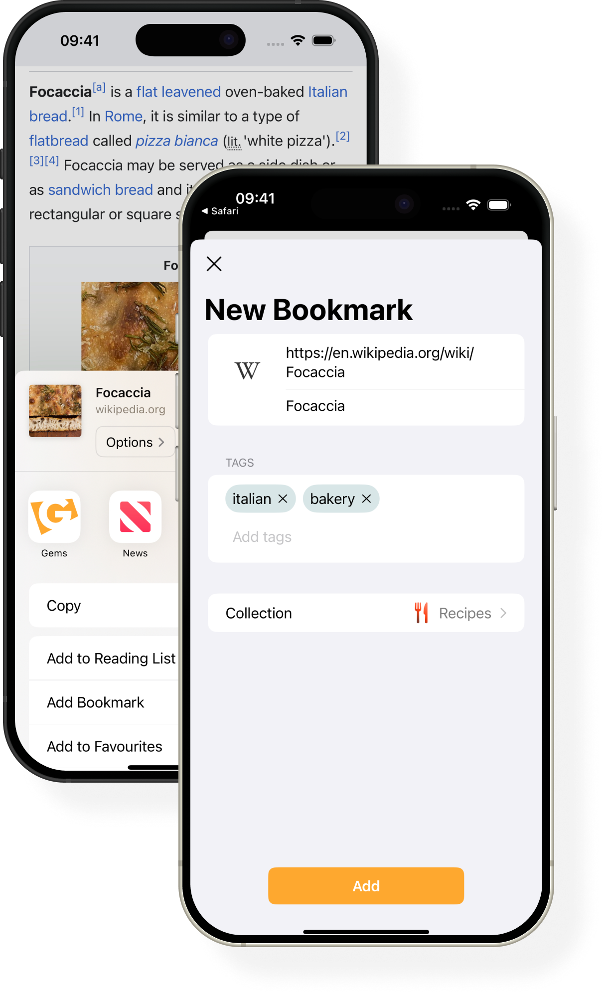 Bookmark links from Safari, Chrome, YouTube - any app, really